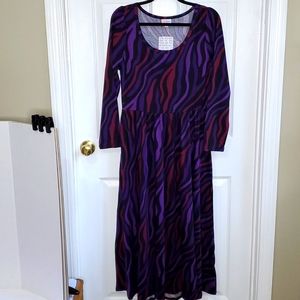 LuLaRoe Ryane Purple and Maroon Zebra Stripe Dress Medium